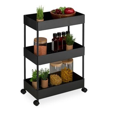 Relaxdays Rolling Cart with 3 Tiers