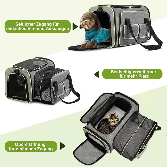 Розширювана переноска для котів та собак ALLOPET. Складана переноска для тварин, портативна сумка-переноска для котів та собак. Підходить для подорожей, прогулянок, кемпінгу (Світло-сірий, L)