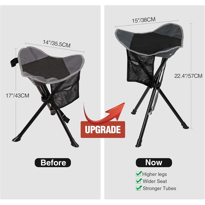 REDCAMP 2 шт. складані туристичні стільці-штатив, 56 см, чорний та сірий