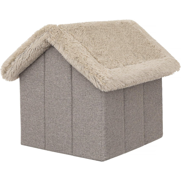 Будиночок для тварин: собачий/кітчий домік, м'яка печеринка, 55x60x60 см, капучино
