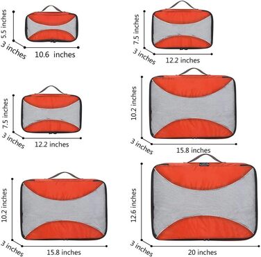 Органайзери для валізи G4Free (3/6/7 шт.) - Набір для подорожей, Організація багажу (Помаранчевий)