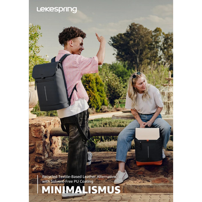 Чоловічий та жіночий рюкзак з матового шкірозамінника з відділенням для ноутбука 15,6