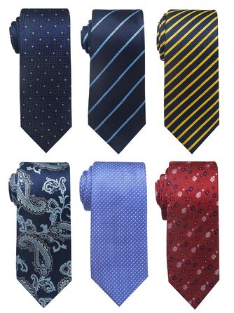 Чоловічий набір краваток (6 шт.) Jacquard: блакитні в смужку, з павлином, золотом та червоною квіткою
