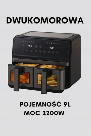 Аерофритюрниця Girox 9L 2200W з двома камерами