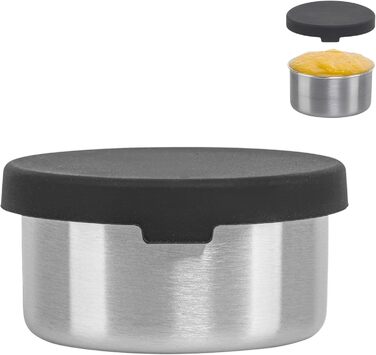 SILBERTHAL Small Stainless Steel Canister with Lid - Leak-proof Container for Transporting Food, for Dips, Dressings, Nuts, Granola in Lunchboxes