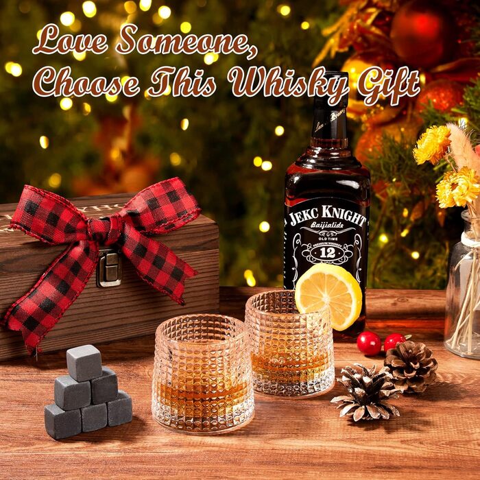 Набір для віскі: охолоджуючі камені, келихи та подарункова упаковка для чоловіків