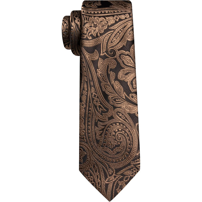 Комплект краваток для чоловіків Barry.Wang: краватка, краваткова шпилька, кишеньковий хустинка, запонки, коричневий/чорний