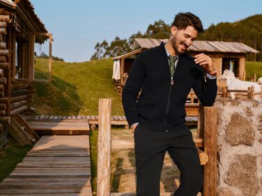 Кардиган чоловічий PJ PAUL JONES на блискавці та зі стійким коміром, чорний (S)