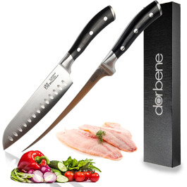 Набір кухонних ножів DarBene Santoku P-Series (C-2) - 18 см, професійний, з нержавіючої сталі, ергономічна ручка, для дому та ресторанів