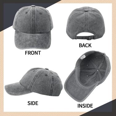 Кепка бейсболка для чоловіків та жінок, бавовна, регульована, унісекс, вінтаж, 3 шт. (світло-сірий, хакі, червоний)