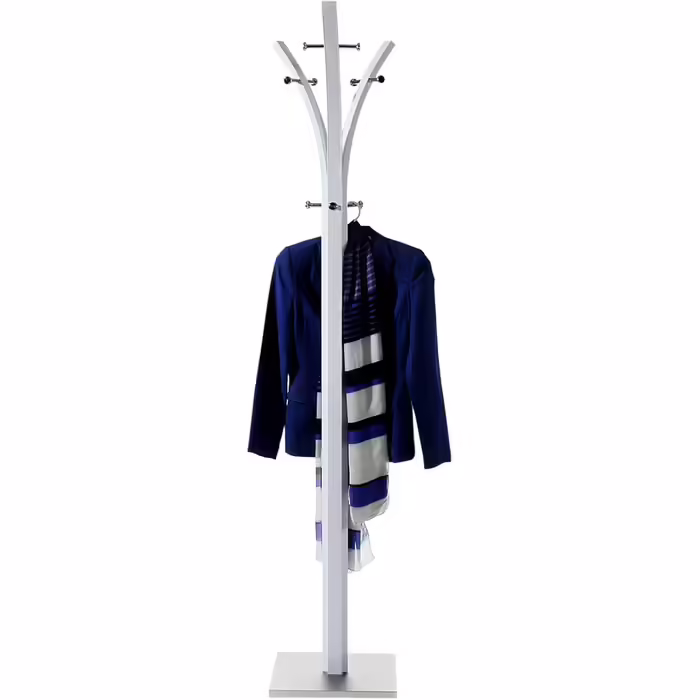 IDIMEX Coat Rack Clothes Rack with 9 Hooks, Metal, White Lacquered, Foot with Stainless Steel Plate