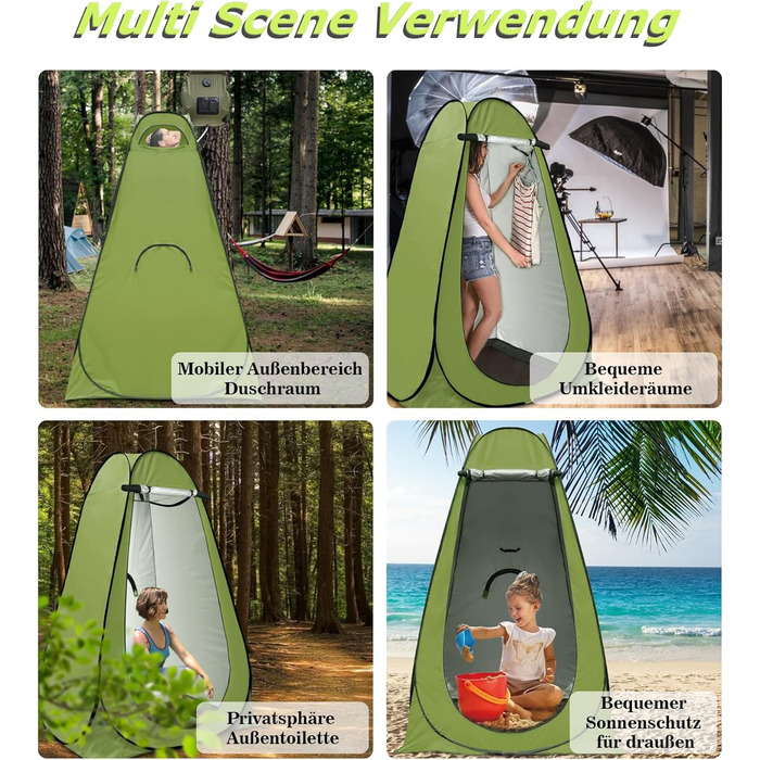 Riggoo Pop Up Privacy Tent - Portable Toilet & Changing Tent for Camping & Beach - UV40+ Sun Protection - Green