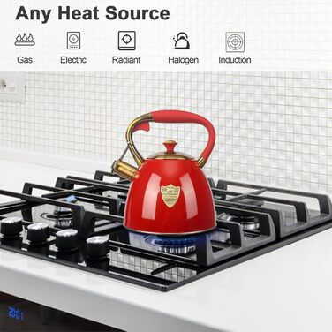 Чайник для плити Teekessel 2.9 л з нержавіючої сталі - червоний, для подорожей