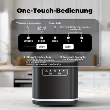 Acmeenjoy Ice Maker - Self-Cleaning Ice Machine for Kitchen, Bar, Office & Party - Makes 9 Ice Cubes in 6-8 Minutes, 12KG in 24H