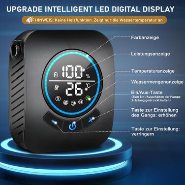 Camping Shower, [8000mAh] Portable Camping Shower with Pump and Temperature Gauge, Mobile Outdoor Shower Set with Showerhead and 2M Hose for Camping, Garden, Car Washing, Beach, Travel, Pet