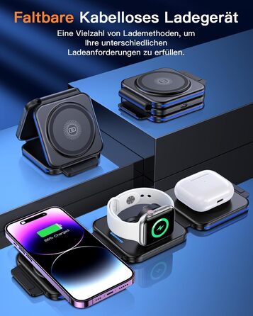 3-в-1 Бездротова зарядка для Apple Watch, iPhone та AirPods (сірий)