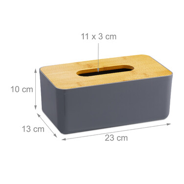 Relaxdays Tissue Box Bamboo Lid