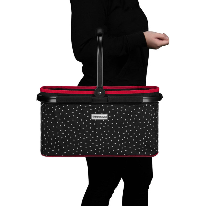 Кошик для покупок Anndora SNÖVIT 22 літри - чорний у білий горошок