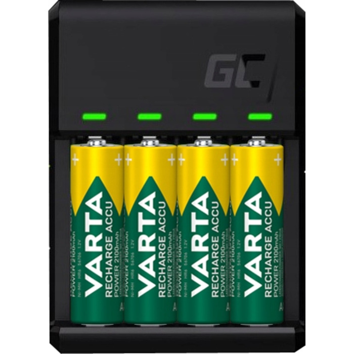 Набір: Зарядний пристрій GC VitalCharger + 4 акумулятори Varta AA R06 2100mAh