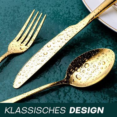 Набір столових приборів OGORI для 6 осіб, 30 предметів, золотий, з нержавіючої сталі 18/10, для дому/ресторану/вечірки (у подарунковій коробці)