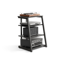 FITUEYES HiFi тумба для вінілу та аудіотехніки з полицями, чорна, 61x52x78 см
