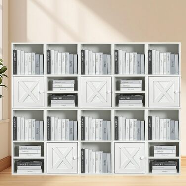 FUSUNBAO Magic DIY Cube Storage Organizer, Stackable Cubes for Home, Books, Clothes, Toys, Modular Storage System, Closet Organizer, Bookshelf, Closet (pure white)