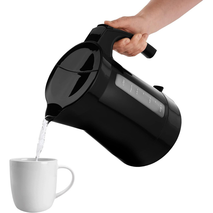 Електричний чайник MELITTA Enjoy Aqua, 1.7 л, 2400 Вт, чорний/червоний, знімний фільтр від накипу