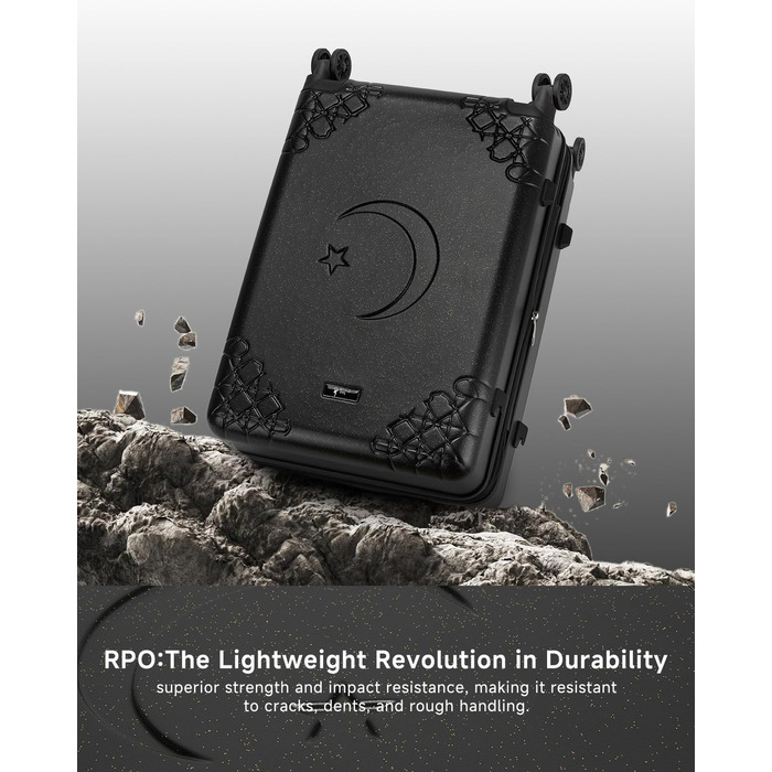 Набір валіз Sea Choice 3 шт. з жорстким корпусом, розширюваний, легкий, з 4 колесами, з тримачем для напоїв та TSA замком, чорний