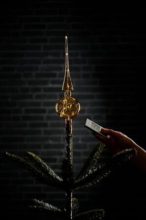 Lumix® LED Wireless Christmas Tree Topper Amber 29cm Hand-Blown Glass with LED Light Chain 1 Piece 76031