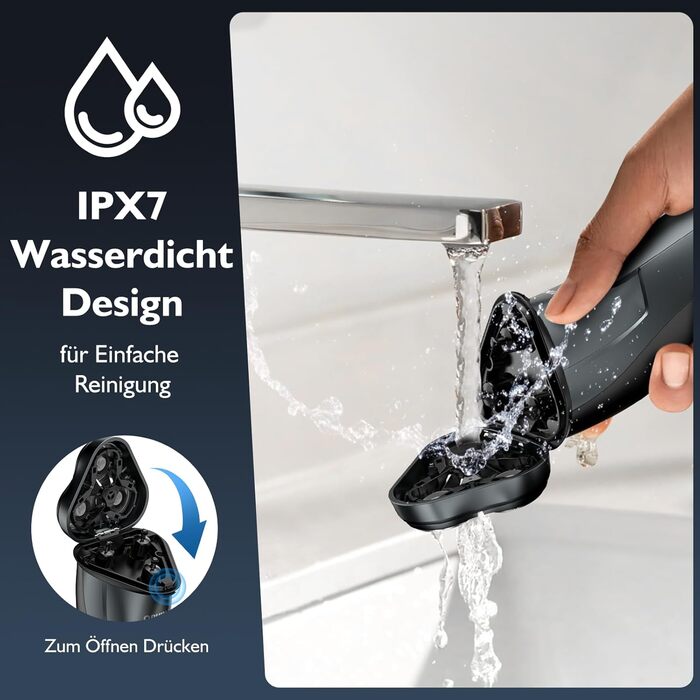 Електричний чоловічий бритва: бездротовий ротаційний бритва з LED-дисплеєм, IPX7, вологостійкий (сріблястий) H9