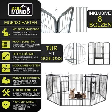 Клітка для цуценят Zoomundo 100см, XL, 8-кутна, чорна (XXL)