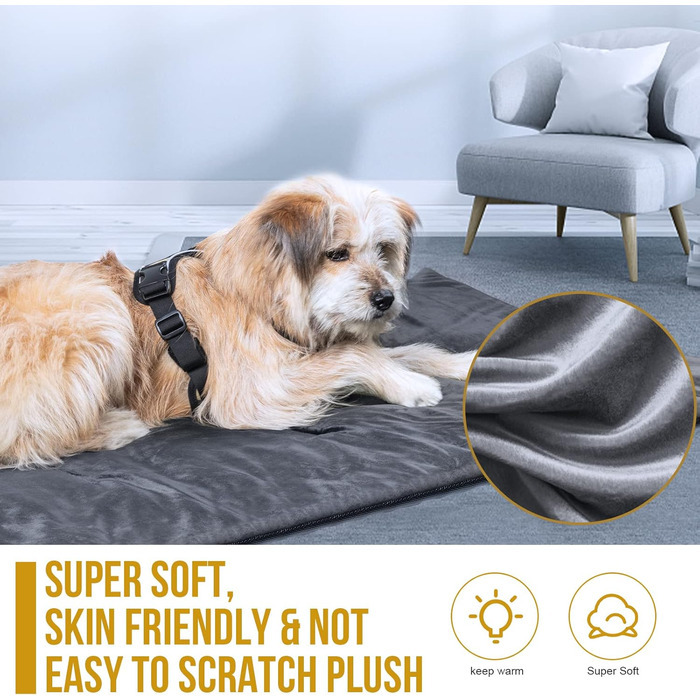 OneTigris Dog Blanket 110cm*68cm, Thickened Velvet Dog Mat Warmer Velvet Dog Bed Cat Bed for Large & Medium Dogs Travel Camping Outdoor, Reversible and Portable Hand Washable