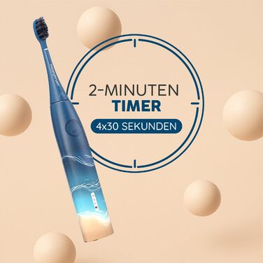 Електрична звукова зубна щітка happybrush® Eco Vibe 3 - Чорний колір - Набір з 4 насадок (Ocean) - Тестовий лідер - 100 днів тестування