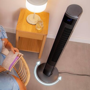 Вентилятор турецький Cecotec EnergySilence 9090 Skyline Ionic, 119 см, 45 Вт, іонізатор, LED-дисплей, пульт, 3 режими, таймер 12 год, осциляція 70º, сірий