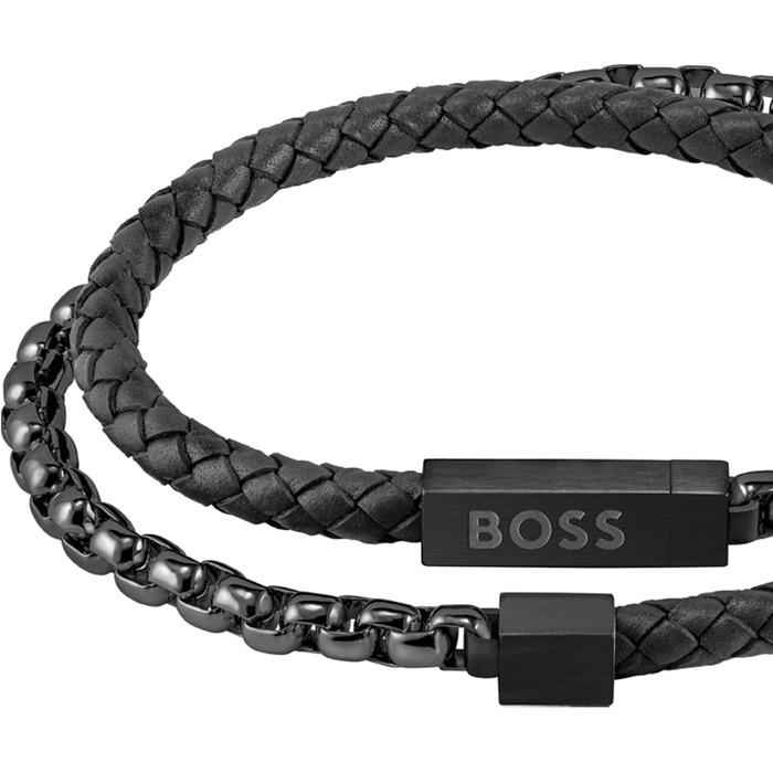 Браслет чоловічий BOSS BLENDED з нержавіючої сталі та шкіри - 1580150M