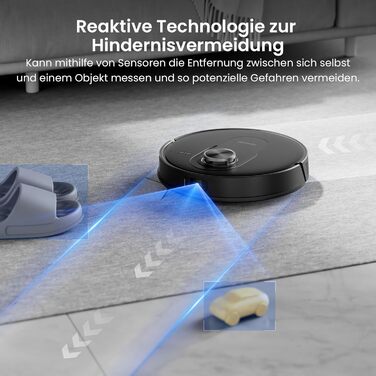 Робот-пилосос Proscenic Q8 Max+ з функцією миття, 8000Pa, 200 хвилин роботи, 3L пилозбірник, Lidar-навігація, уникнення перешкод, керування через додаток та голосове управління, для твердих поверхонь та килимів