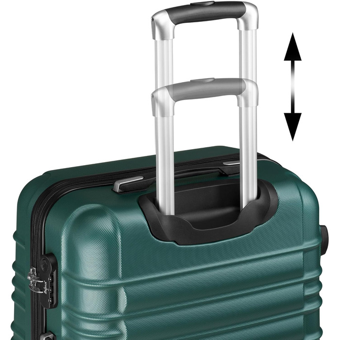 Набір валіз Zelsius 4 шт. Рожевий | ABS валізи з кодовим замком, 4 колеса та внутрішній роздільник | Ручна валіза, набір валіз 4 шт., роулер, велика валіза (петролево-зелений)