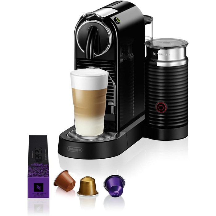 Кавомашина Nespresso De'Longhi Citiz EN267.BAE з капучинатором, енергозберігаюча, 1710 Вт, 1 л, чорна