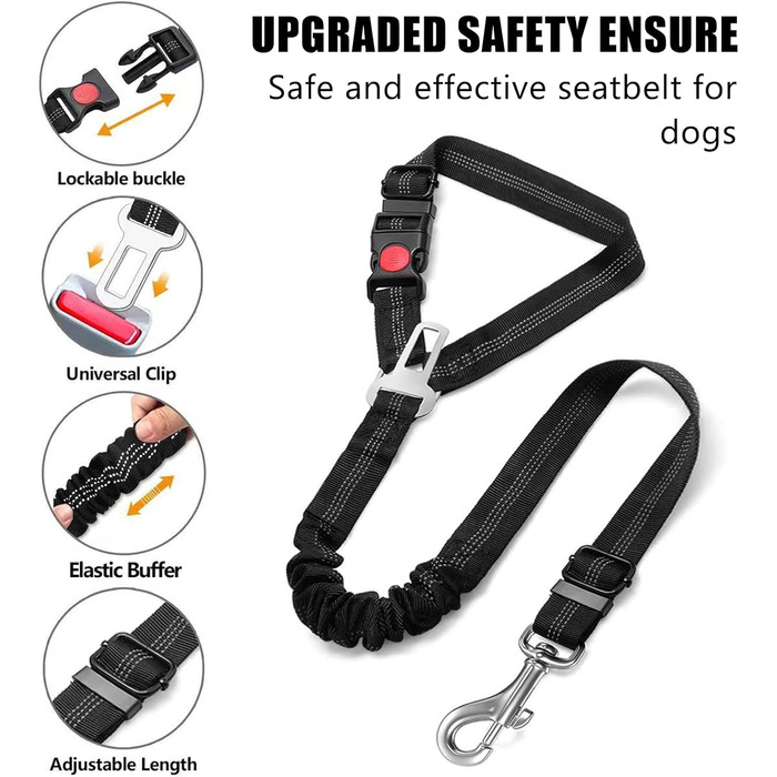 Авторемені для собак у машину, 2 шт. - безпечний пасок для тварин, кріплення на підголівник