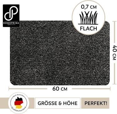 Килимок для підлоги DOMOPRIMA з мікрофібри, миючий, неслизький, надзвичайно поглинаючий та плоский – антибактеріальний, для внутрішнього та зовнішнього використання (Антрацит, 60x40 см)