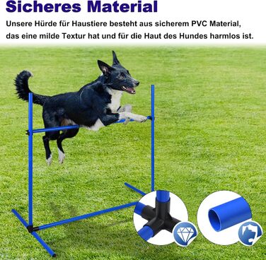 Набір для аджиліті для собак 4-TLG, обладнання для собачого спорту, регульована висота, з сумкою, PVC, блакитний