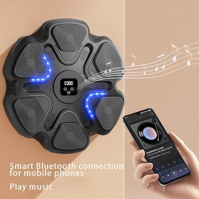 YeahBoom Музична Bluetooth Боксерська Машина, Електронна Боксерська Машина, Розумна Боксерська Машина, Обладнання для Боксерських Тренувань, Настінна Боксерська Машина (M)