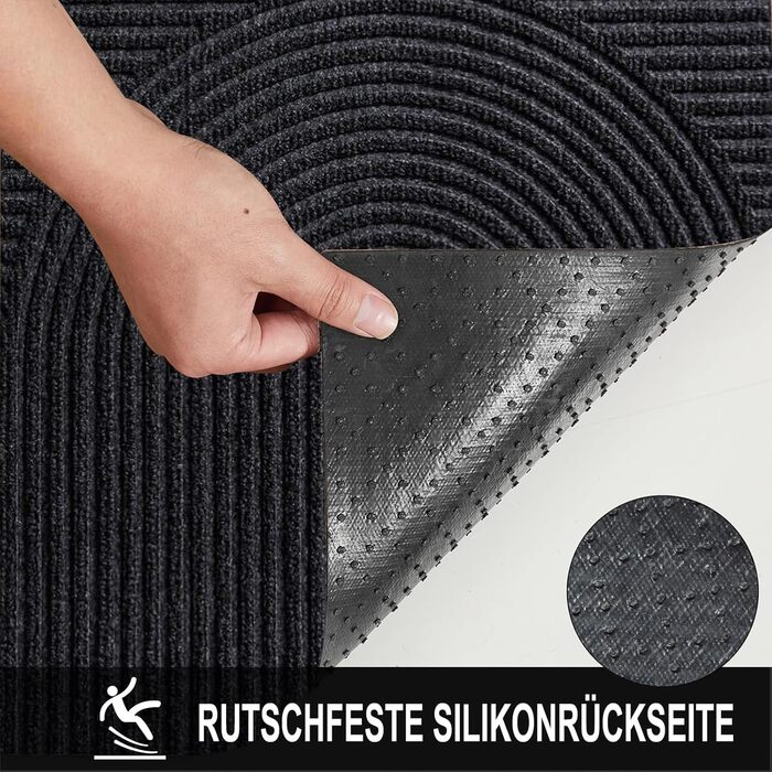 Килимок для дому та вулиці 43x76 см - антиковзкий, водонепроникний, легко миється. Килимок для входу, тераси, саду, коридору (темно-сірий)