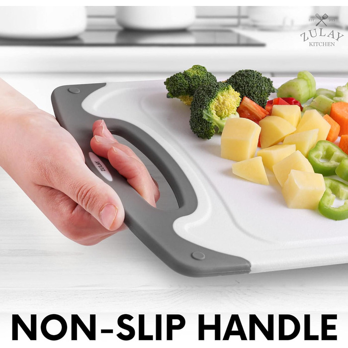 Набір з 3 дерев'яних обробних дощок Zulay Kitchen, пластик, з жолобками для соку, стійкі до ковзання, для кухні