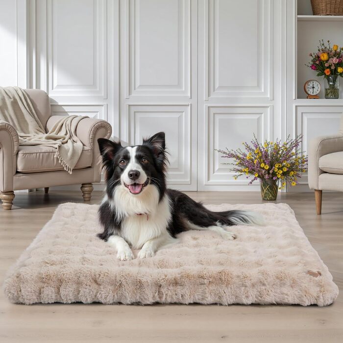 Килимок для собак BingoPaw: великий, миючий, м'який, водонепроникний, з антиковзаючою основою, 90x60x10 см (XL: 105x70x12 см, Бежевий)