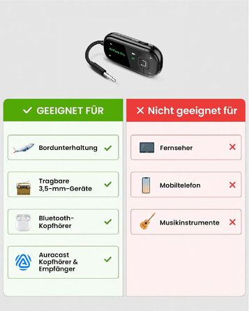 Bluetooth-адаптер для літака Avantree Voyager з підтримкою Auracast, чорний