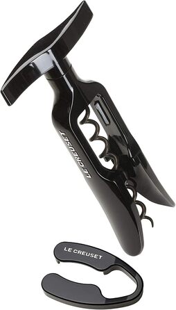 Le Creuset Classic Tabletop Corkscrew with Bottle Opener Gift Set, GS 100, Plastic, Gloss Black, 49800001400000