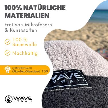 WAVE HAWAII Bathrobe Poncho Women & Men | Size M 160-190cm | 95% Cotton Surf Poncho for Adults | Terrycloth Poncho Towel High Water Absorption | Changing Aid Beach Adults