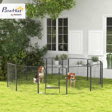 Летворешітка для цуценят PawHut 12-секційна з 12 грат, захисний тент, 80 см, для собак, котів, цуценят, для дому та вулиці