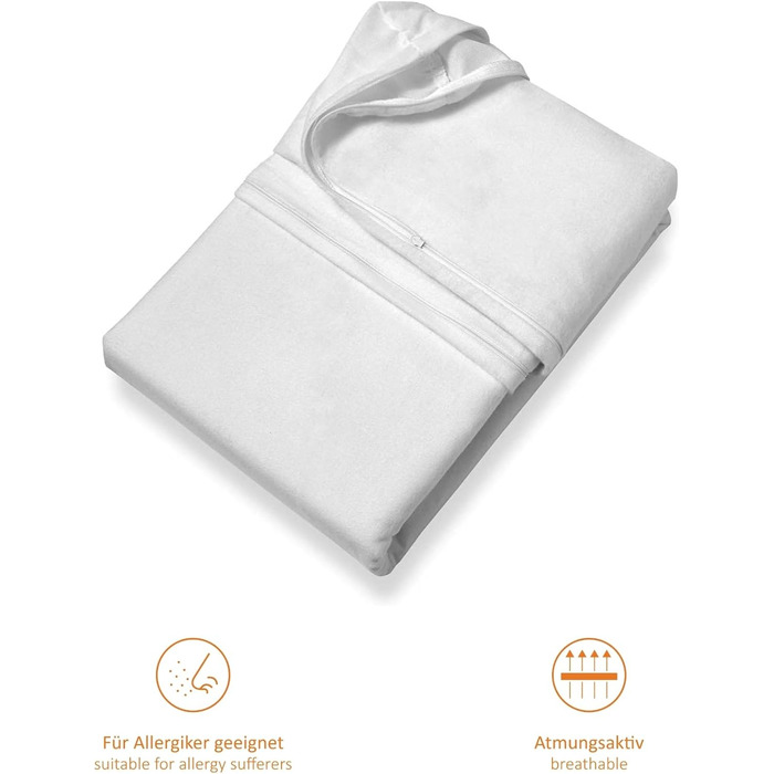 Sleepling Mattress Cover 90x200 cm, Evolon Encasing for Allergy Sufferers, Allergy & Anti-Mite Protection for House Dust Allergy Sufferers, Mattress Cover for Mattresses up to 20 cm, 95°C Washable, Made in Germany